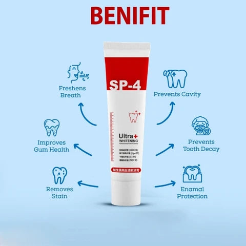 SP-4 Probiotic Whitening Toothpaste - Naturally Whiter Teeth. Fresher Breath